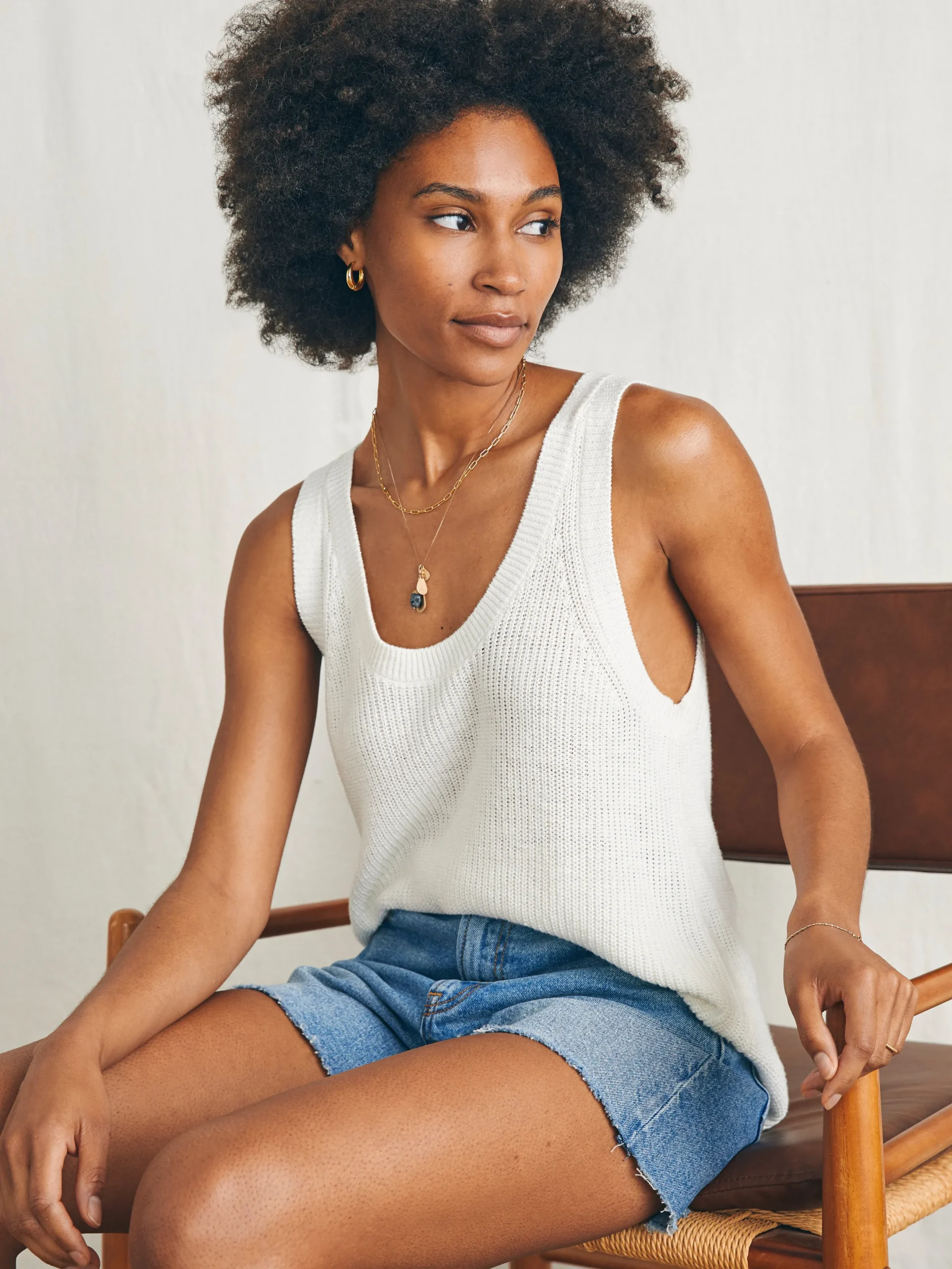 Women Faherty Brand Miramar Linen Scoop Neck Tank -