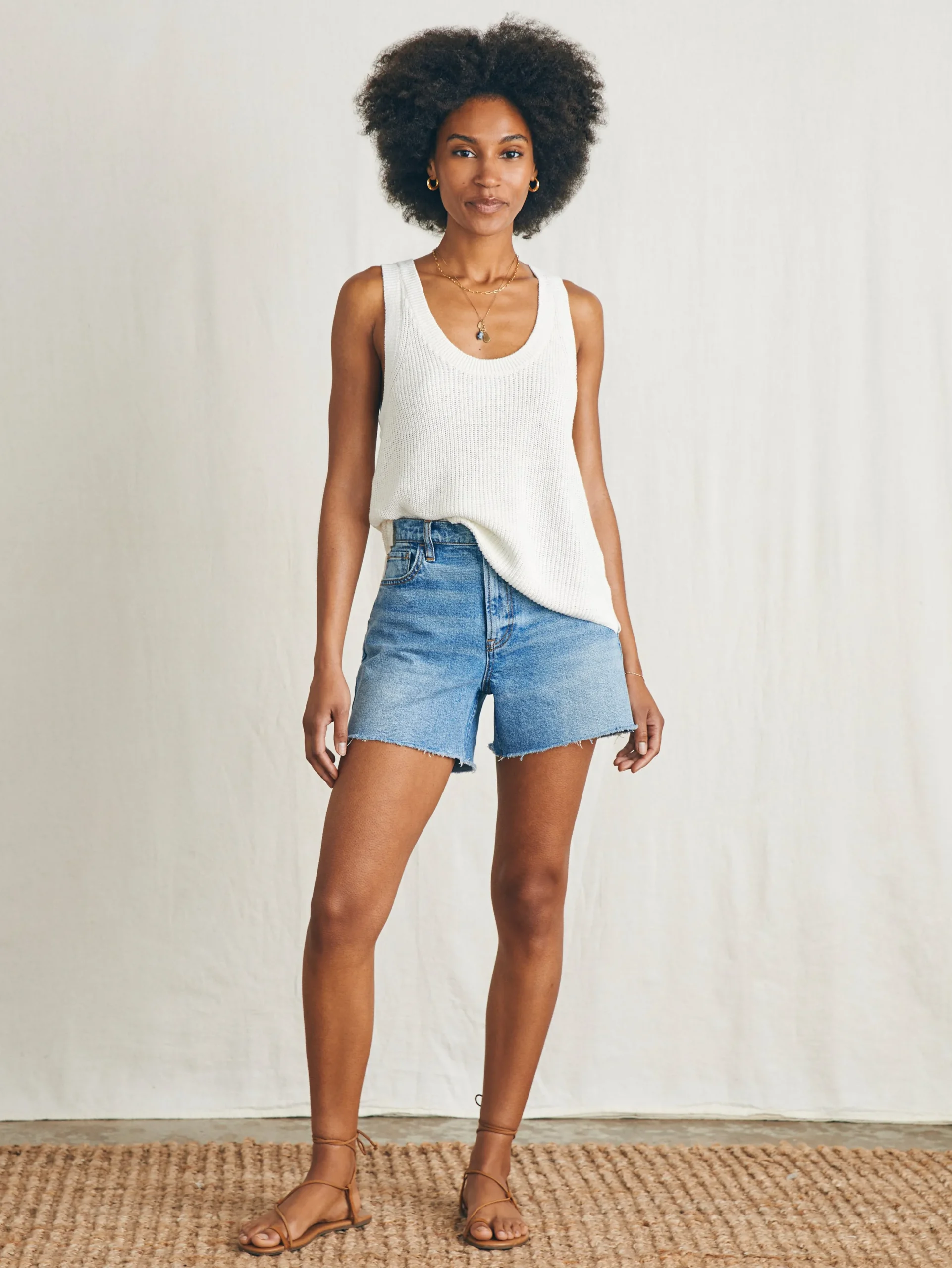 Women Faherty Brand Miramar Linen Scoop Neck Tank -
