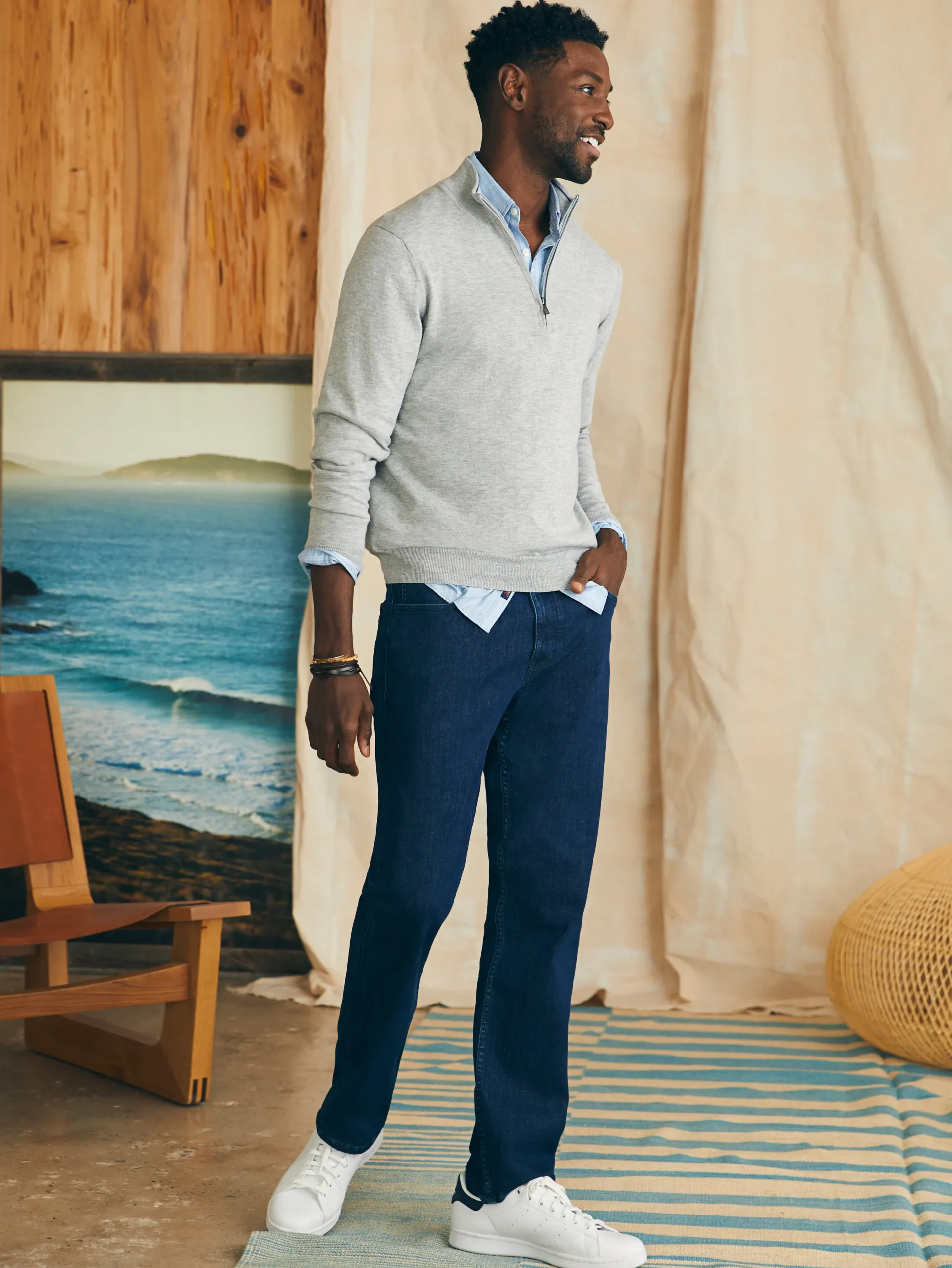 Faherty Brand Movement™ Quarter Zip Sweater (Tall) -