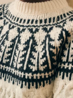 Women Faherty Brand Native Knitter Frost Fair Isle Crew -
