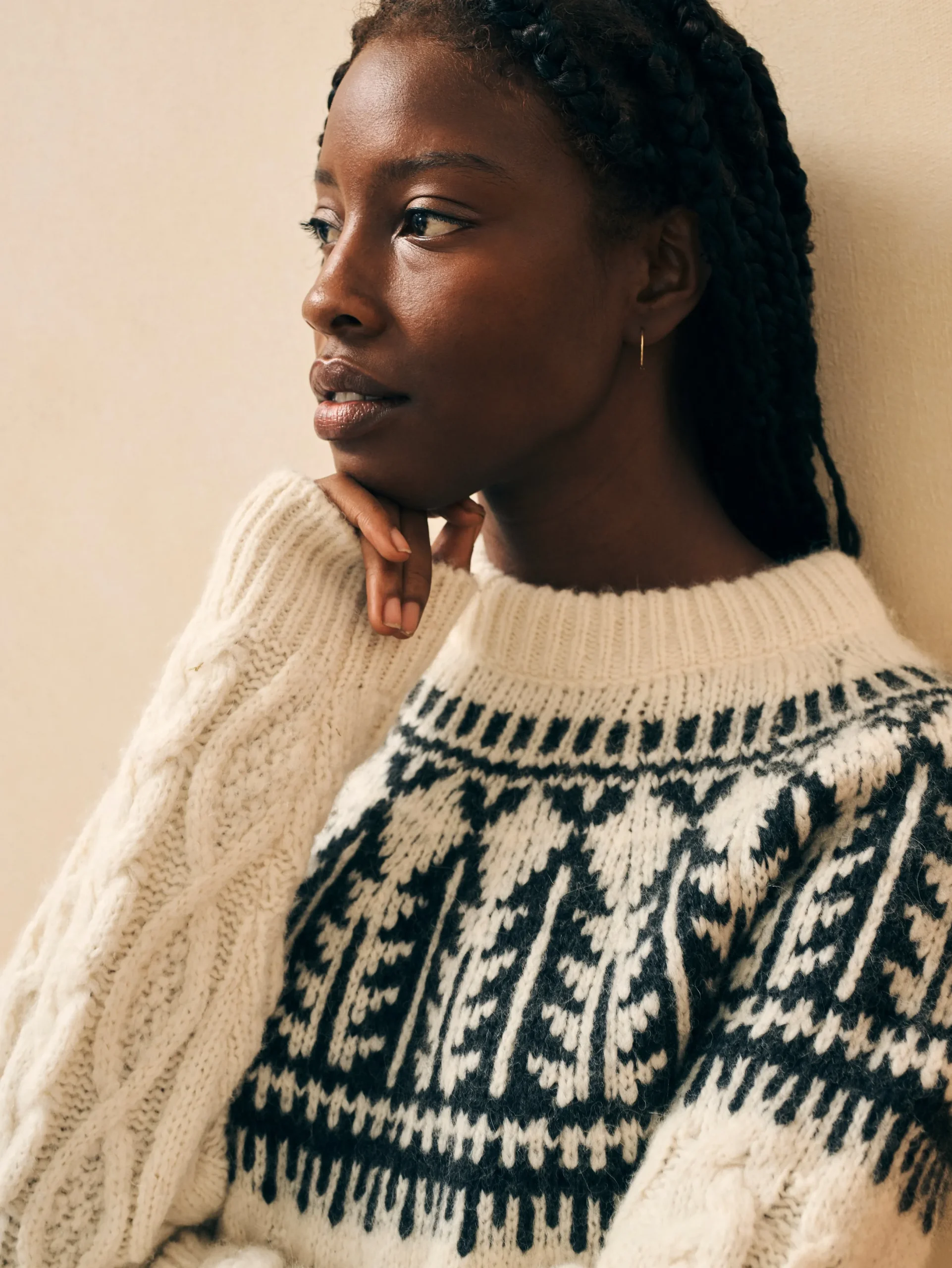 Women Faherty Brand Native Knitter Frost Fair Isle Crew -