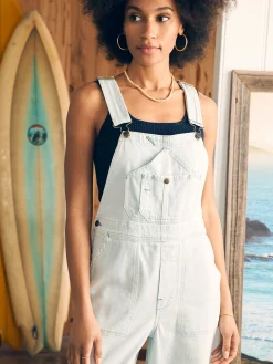 Women Faherty Brand Organic Cotton Denim Riveter Overalls -
