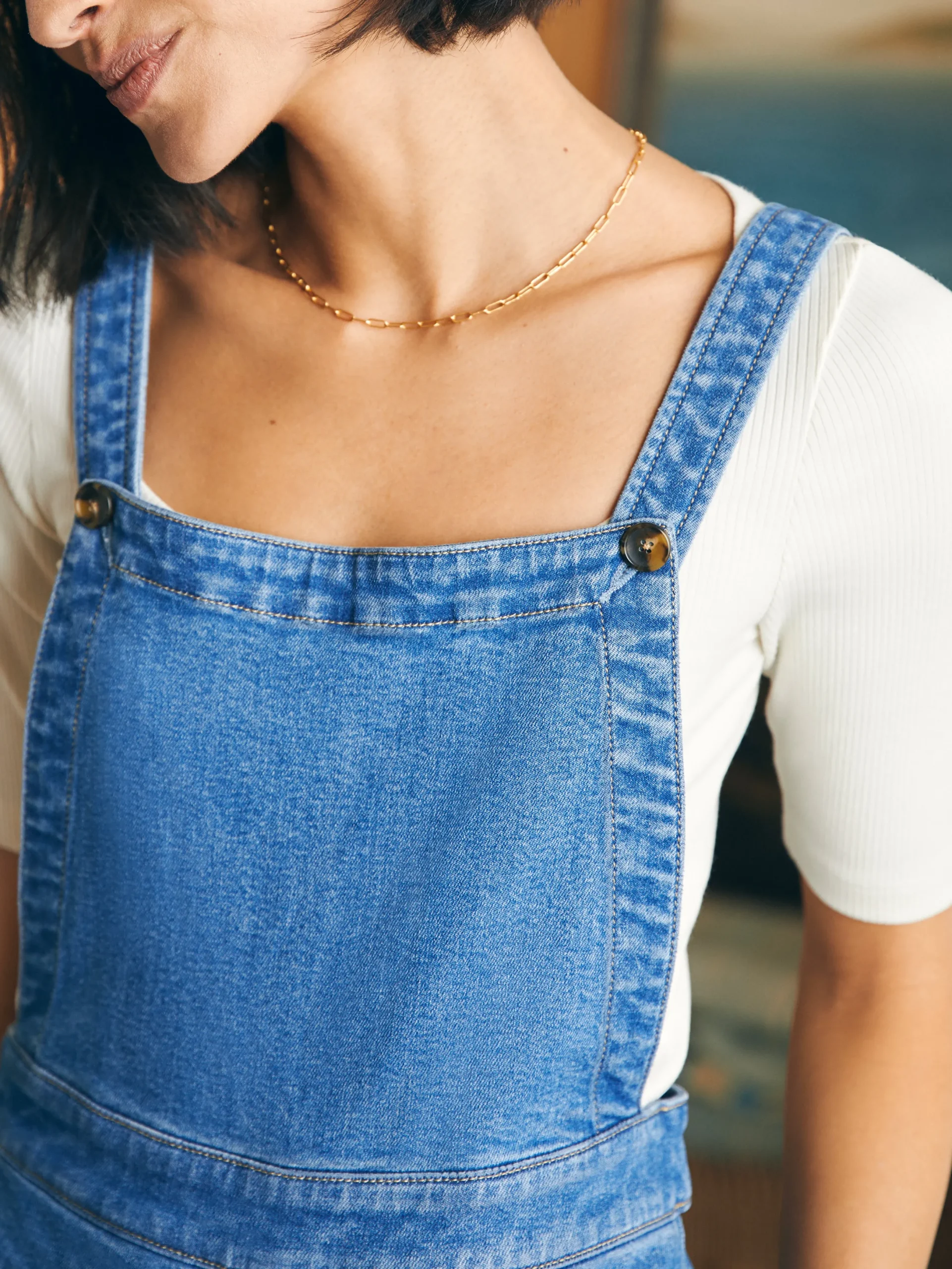 Women Faherty Brand Organic Cotton Denim Sienna Jumpsuit -
