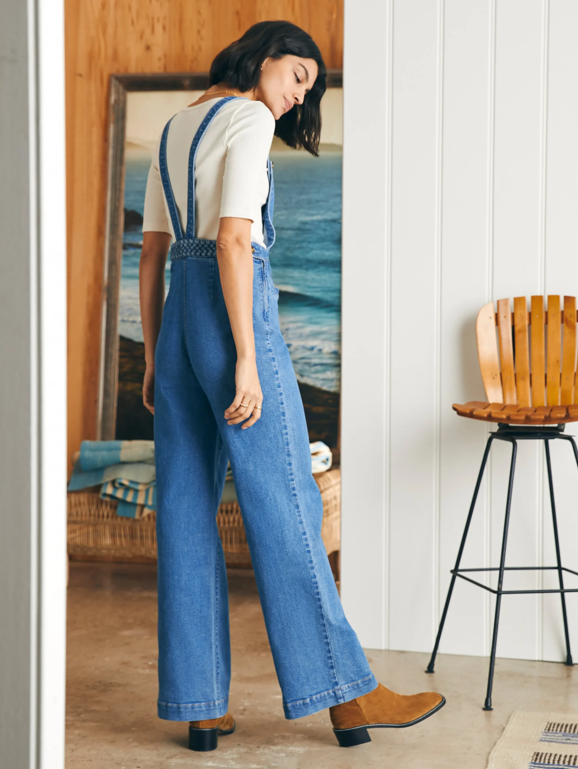 Women Faherty Brand Organic Cotton Denim Sienna Jumpsuit -
