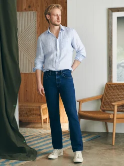 Faherty Brand Organic Cotton Slim Straight Denim (32" Inseam) -