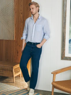 Faherty Brand Organic Cotton Slim Straight Denim (32" Inseam) -