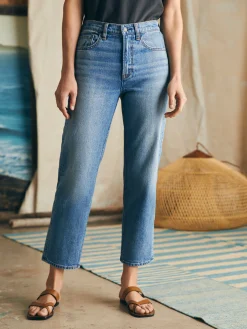 Women Faherty Brand Organic Cotton Slim Straight Ankle Denim -