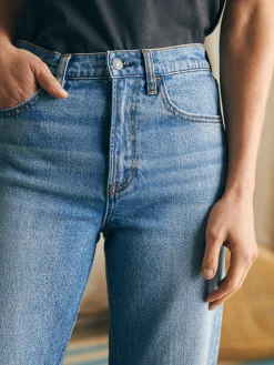 Women Faherty Brand Organic Cotton Slim Straight Ankle Denim -