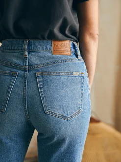 Women Faherty Brand Organic Cotton Slim Straight Ankle Denim -