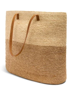 Women Faherty Brand Raffia Colorblock Tote -