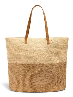 Women Faherty Brand Raffia Colorblock Tote -
