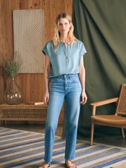 Women Faherty Brand Sandwashed Silk Desmond Top -
