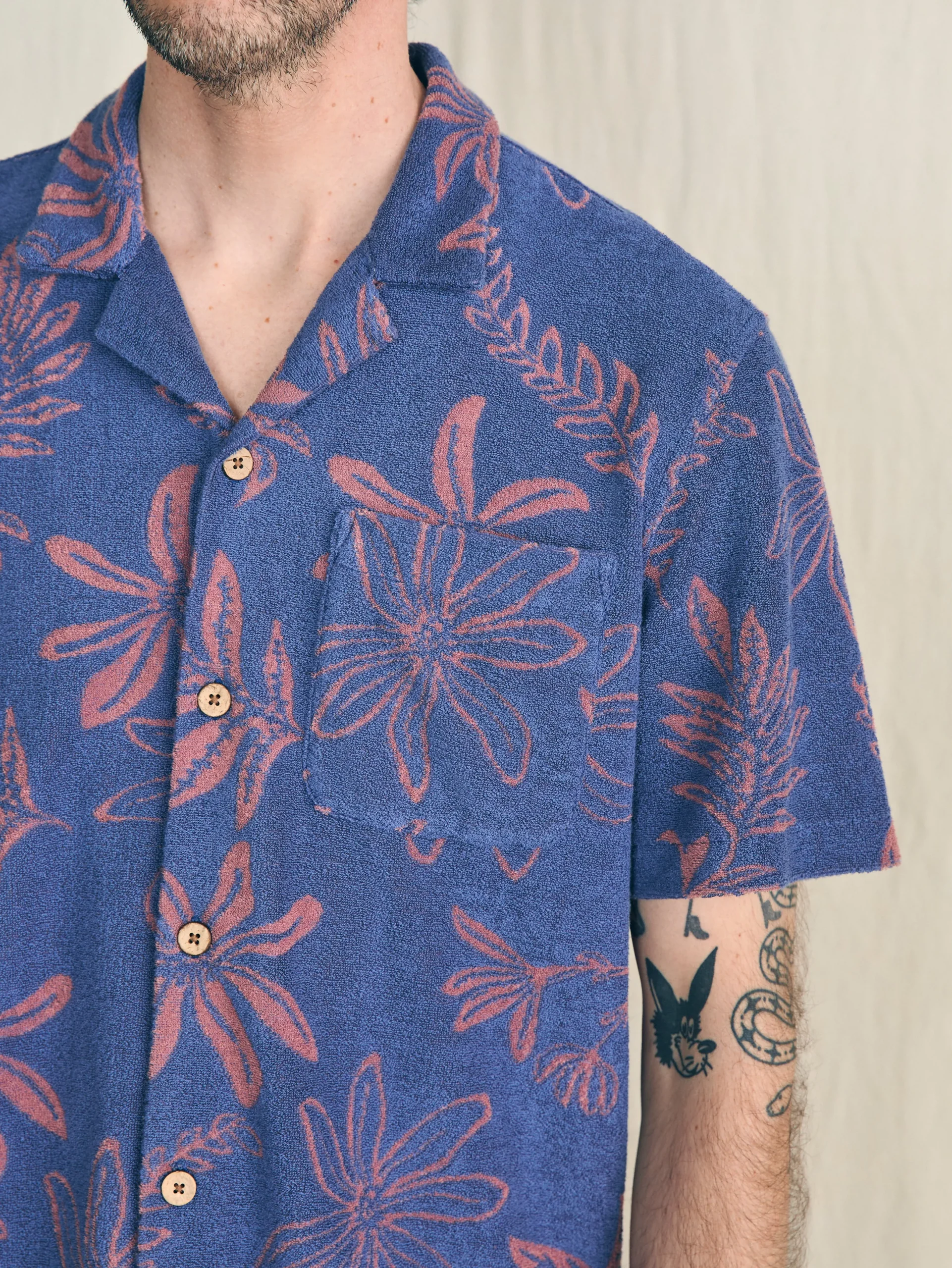 Faherty Brand Short-Sleeve Cabana Towel Terry Shirt -