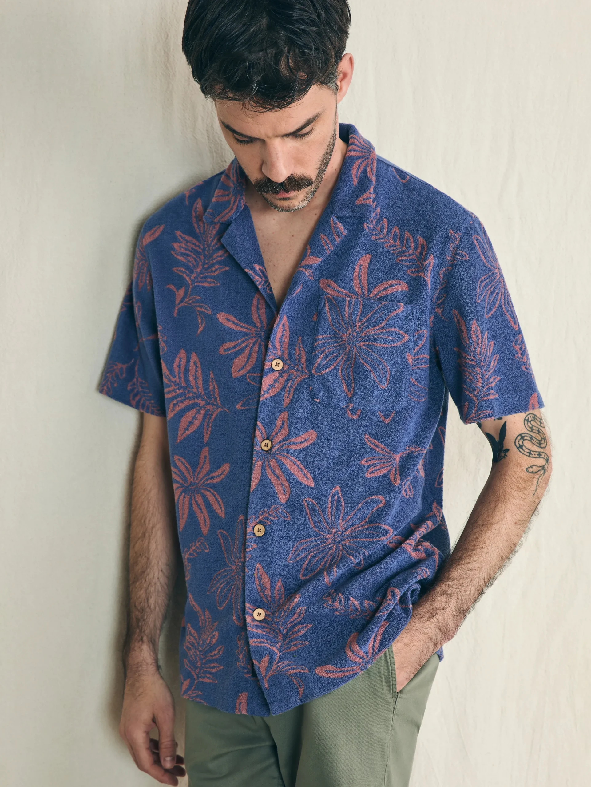 Faherty Brand Short-Sleeve Cabana Towel Terry Shirt -