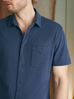 Faherty Brand Short-Sleeve Sunwashed Knit Shirt (Single Pocket) -