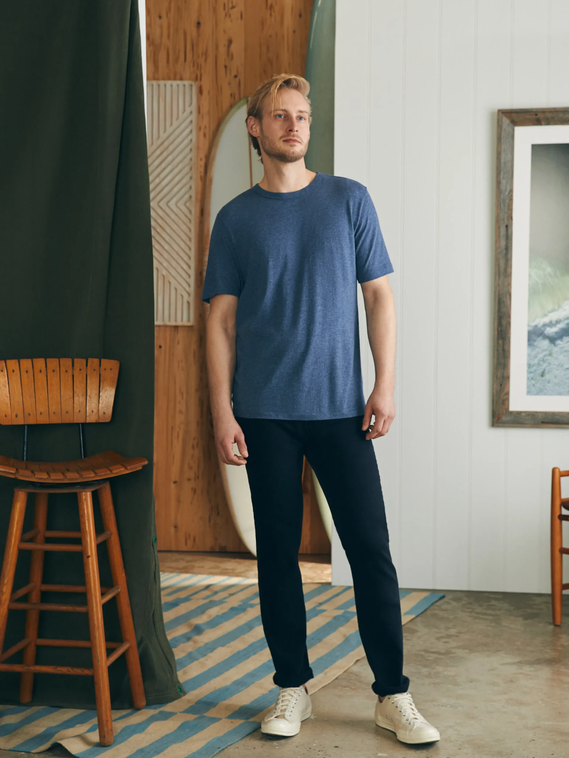 Faherty Brand Short-Sleeve Vintage Chambray Tee -