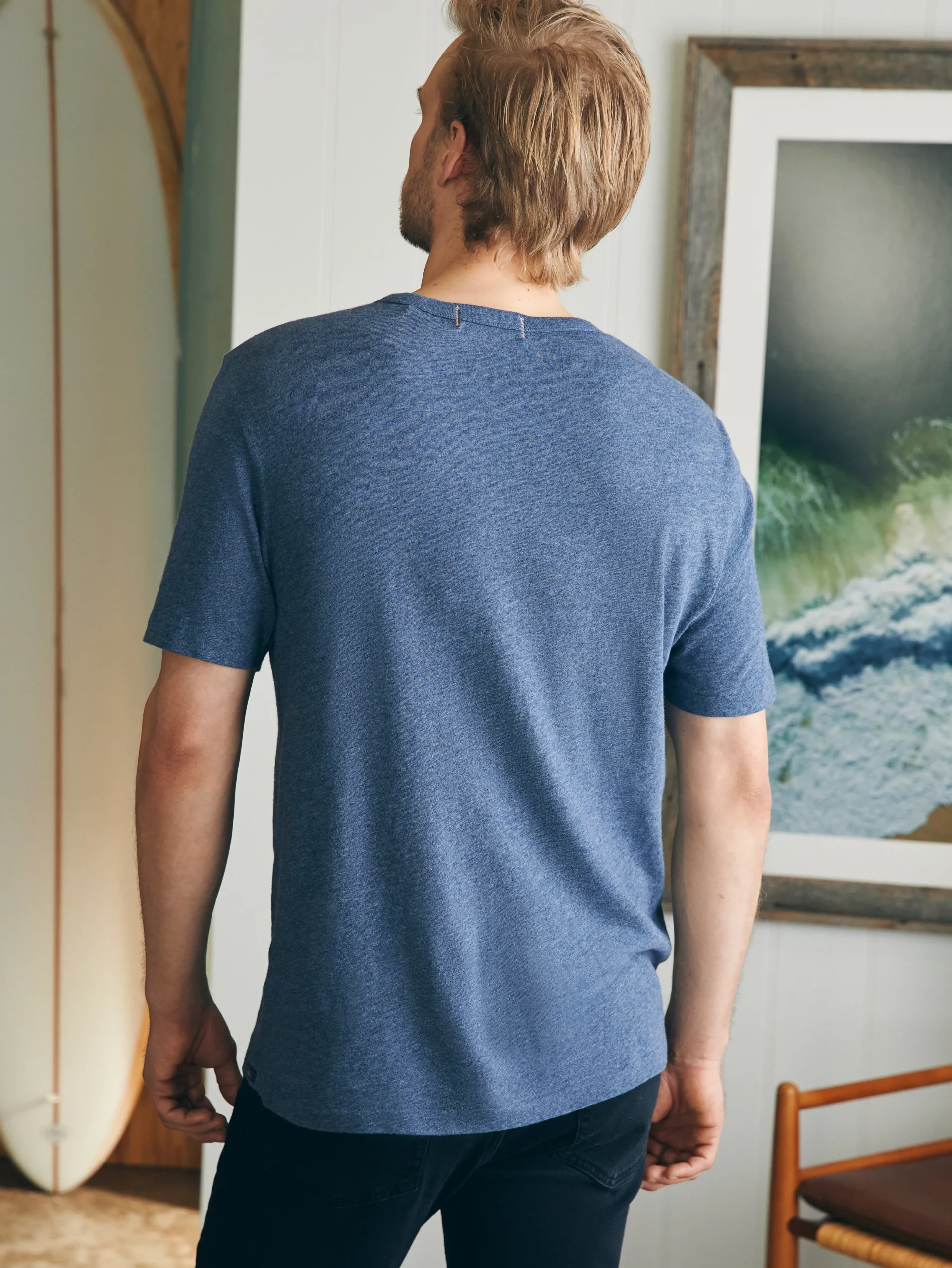 Faherty Brand Short-Sleeve Vintage Chambray Tee -