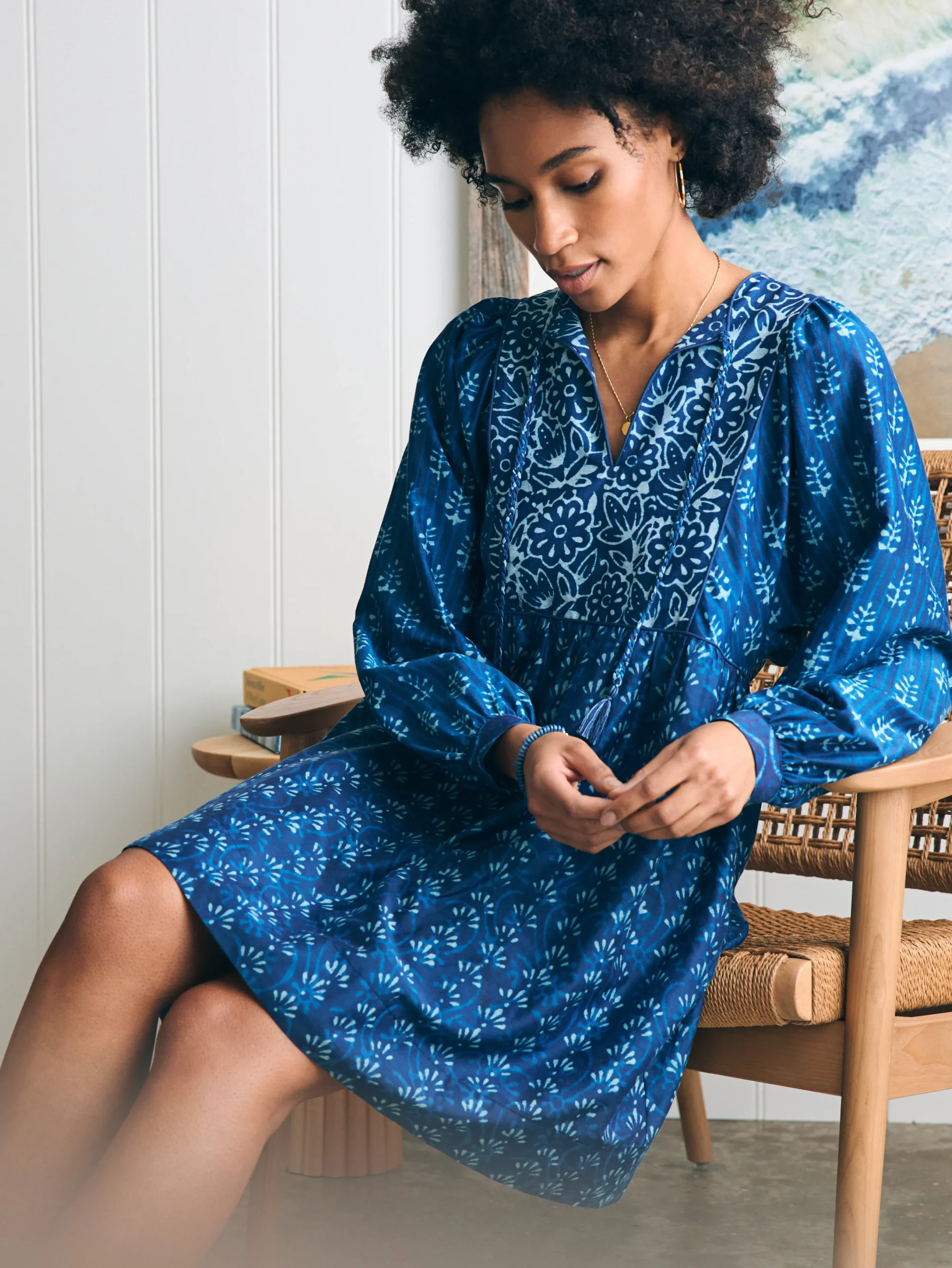 Women Faherty Brand Silk Blend Solstice Mini Dress -