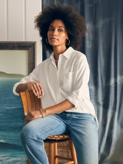 Women Faherty Brand Stretch Oxford Relaxed Shirt -
