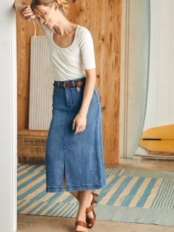 Women Faherty Brand Stretch Terry Midi Skirt -