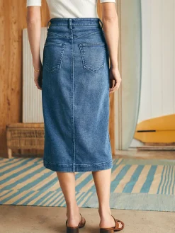 Women Faherty Brand Stretch Terry Midi Skirt -