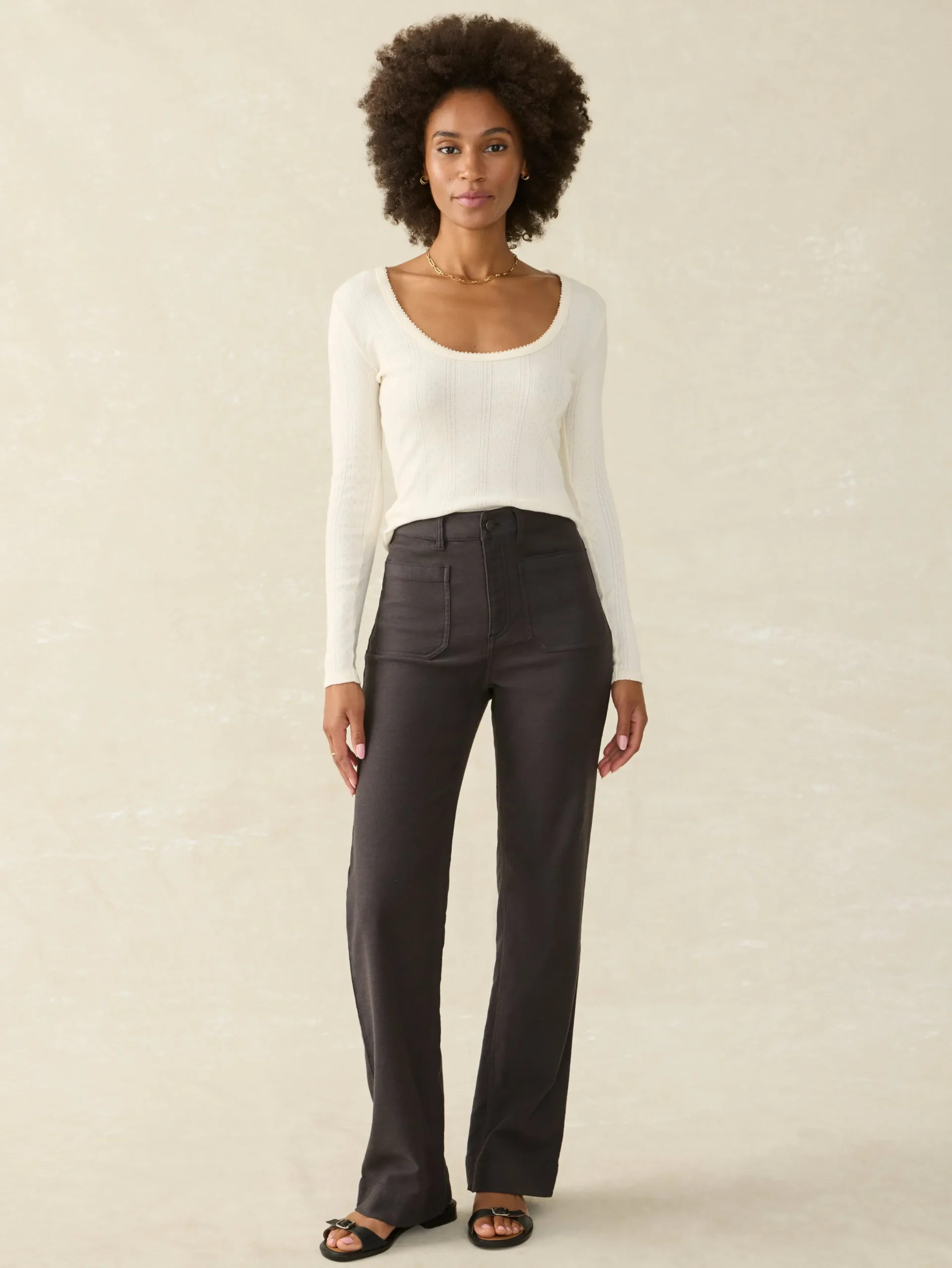 Women Faherty Brand Stretch Terry Patch Pocket Pant -