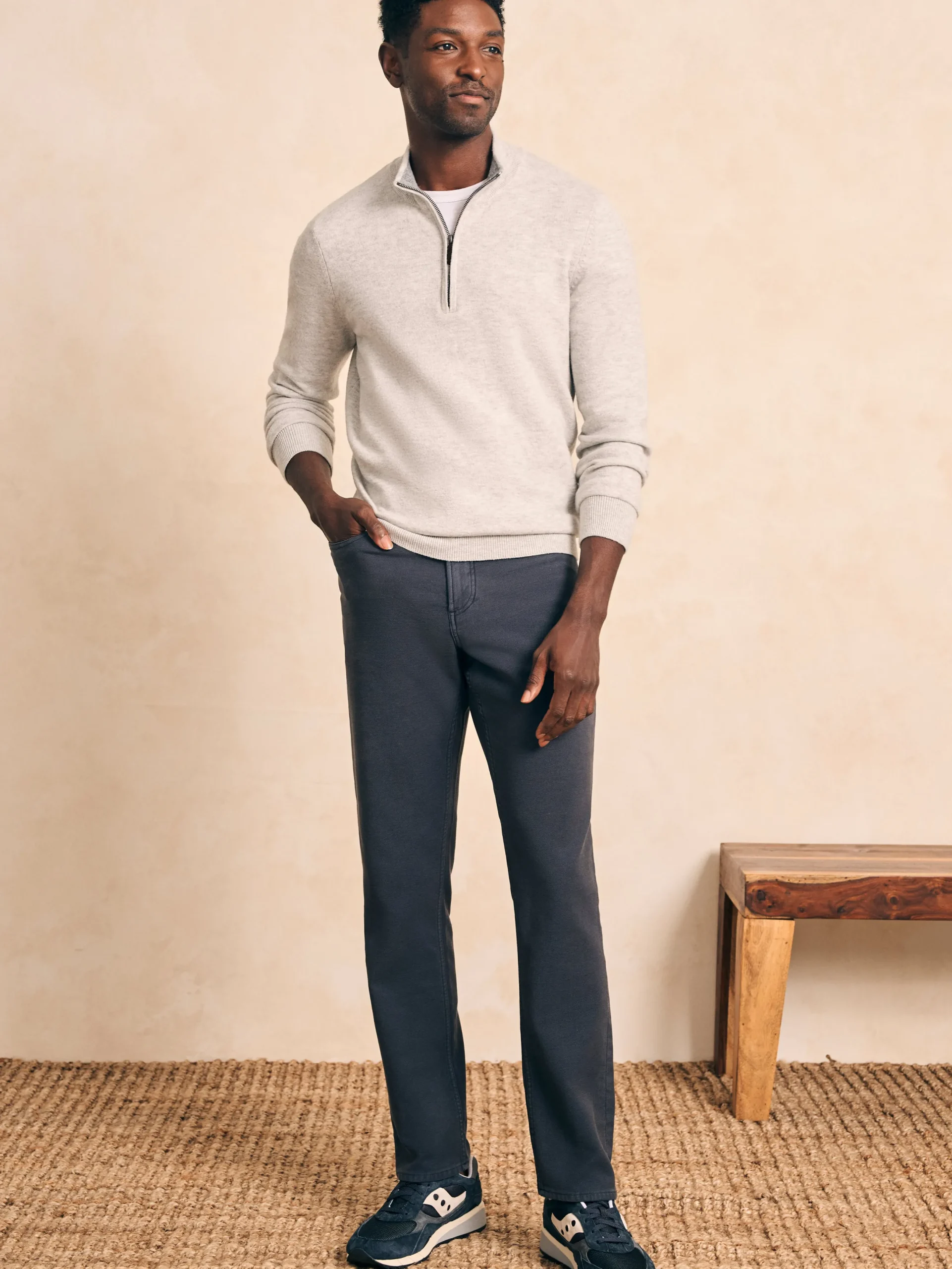 Faherty Brand Stretch Terry 5-Pocket Athletic Fit Pant -
