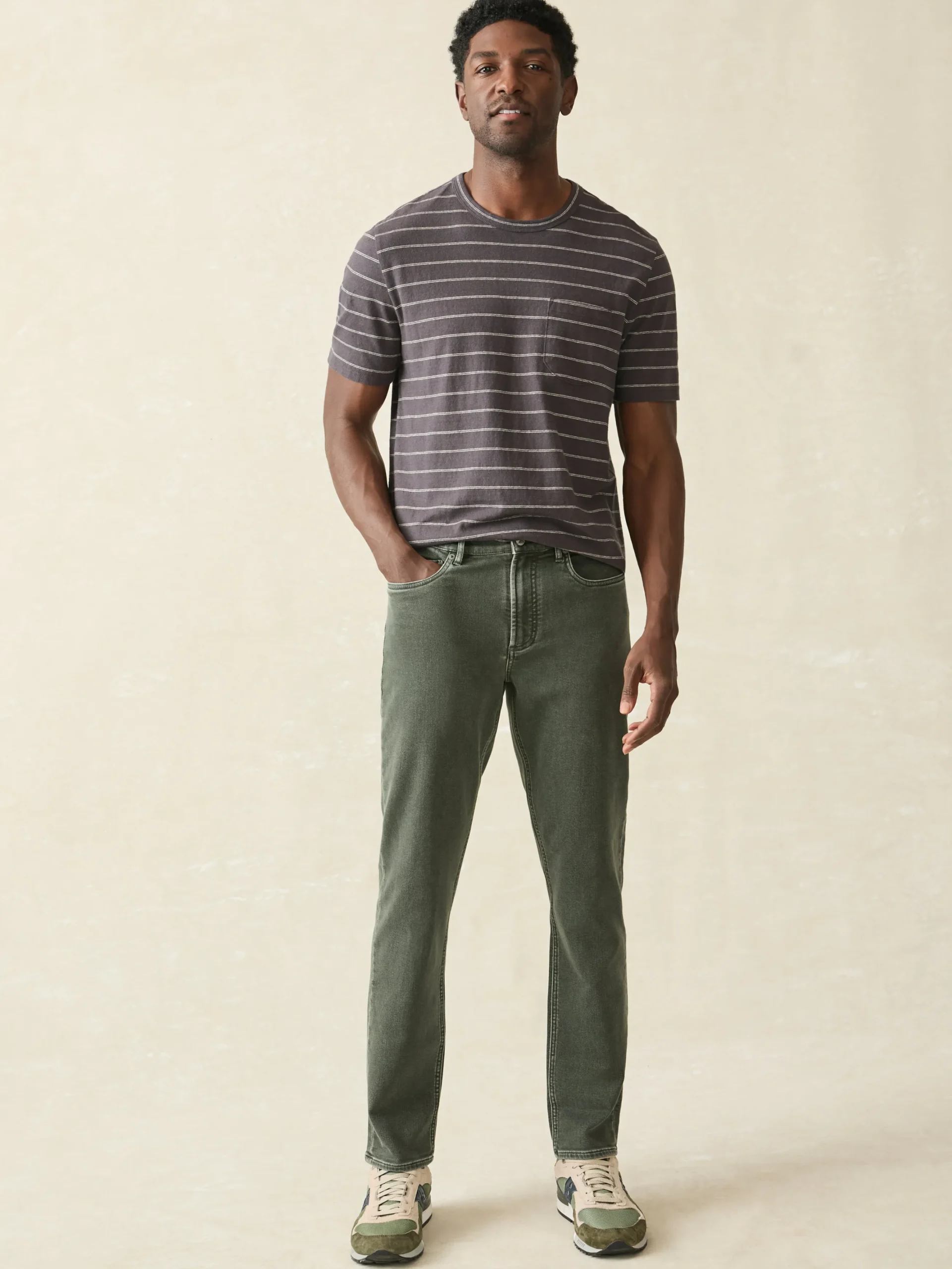 Faherty Brand Stretch Terry 5-Pocket Athletic Fit Pant -