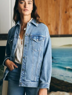 Women Faherty Brand Stretch Terry Trucker Jacket -