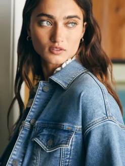 Women Faherty Brand Stretch Terry Trucker Jacket -