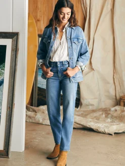 Women Faherty Brand Stretch Terry Trucker Jacket -