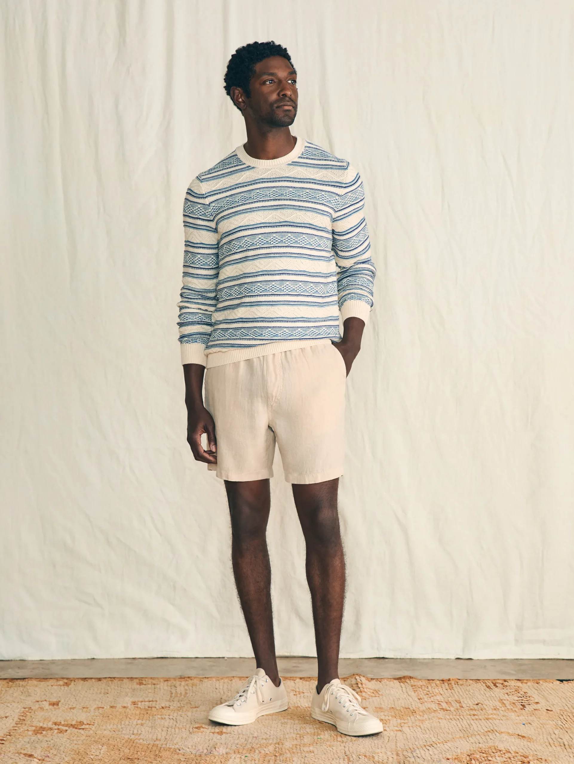 Faherty Brand Striped Crew Sweater -
