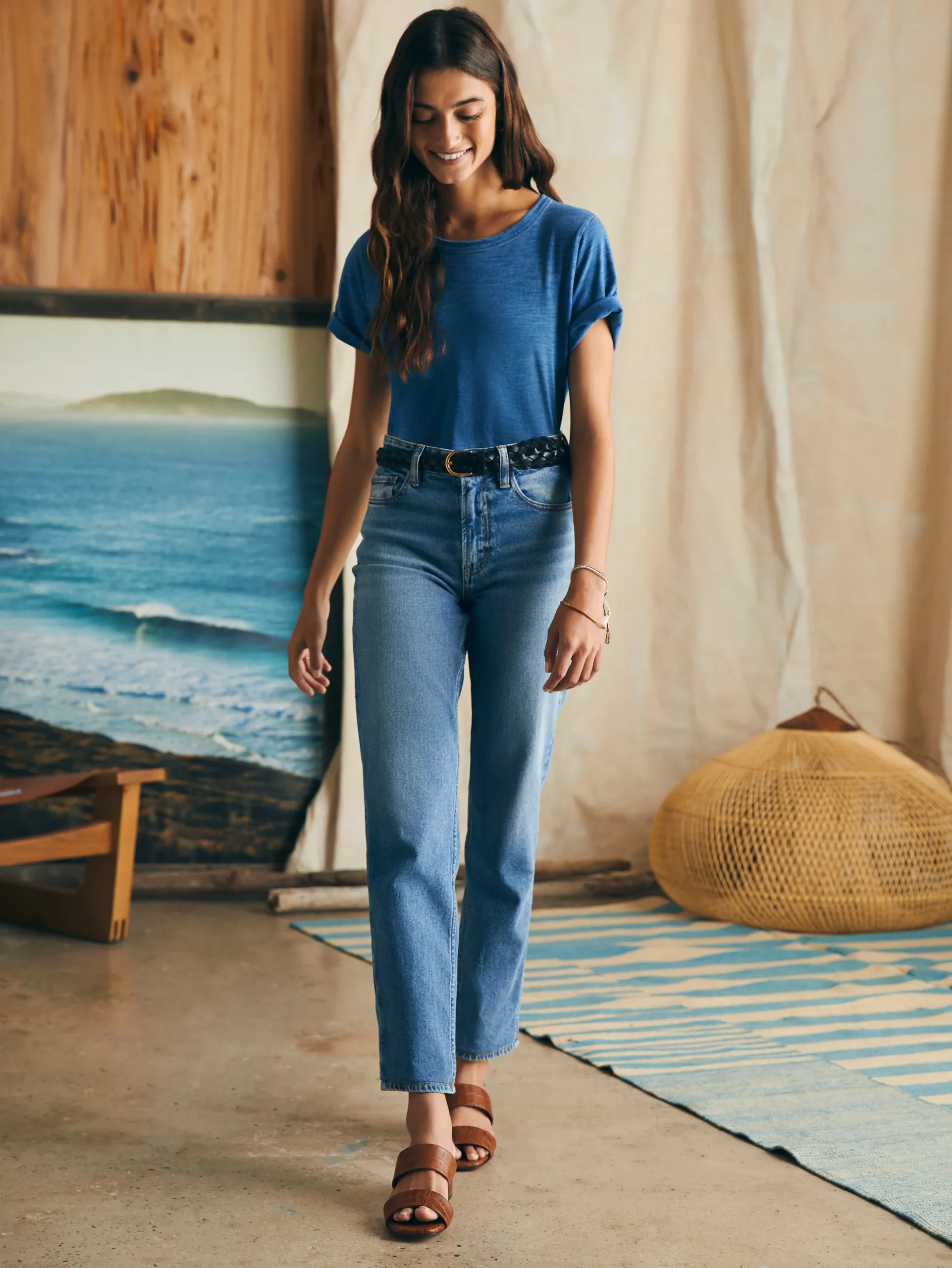 Women Faherty Brand Sunwashed Crew Tee -