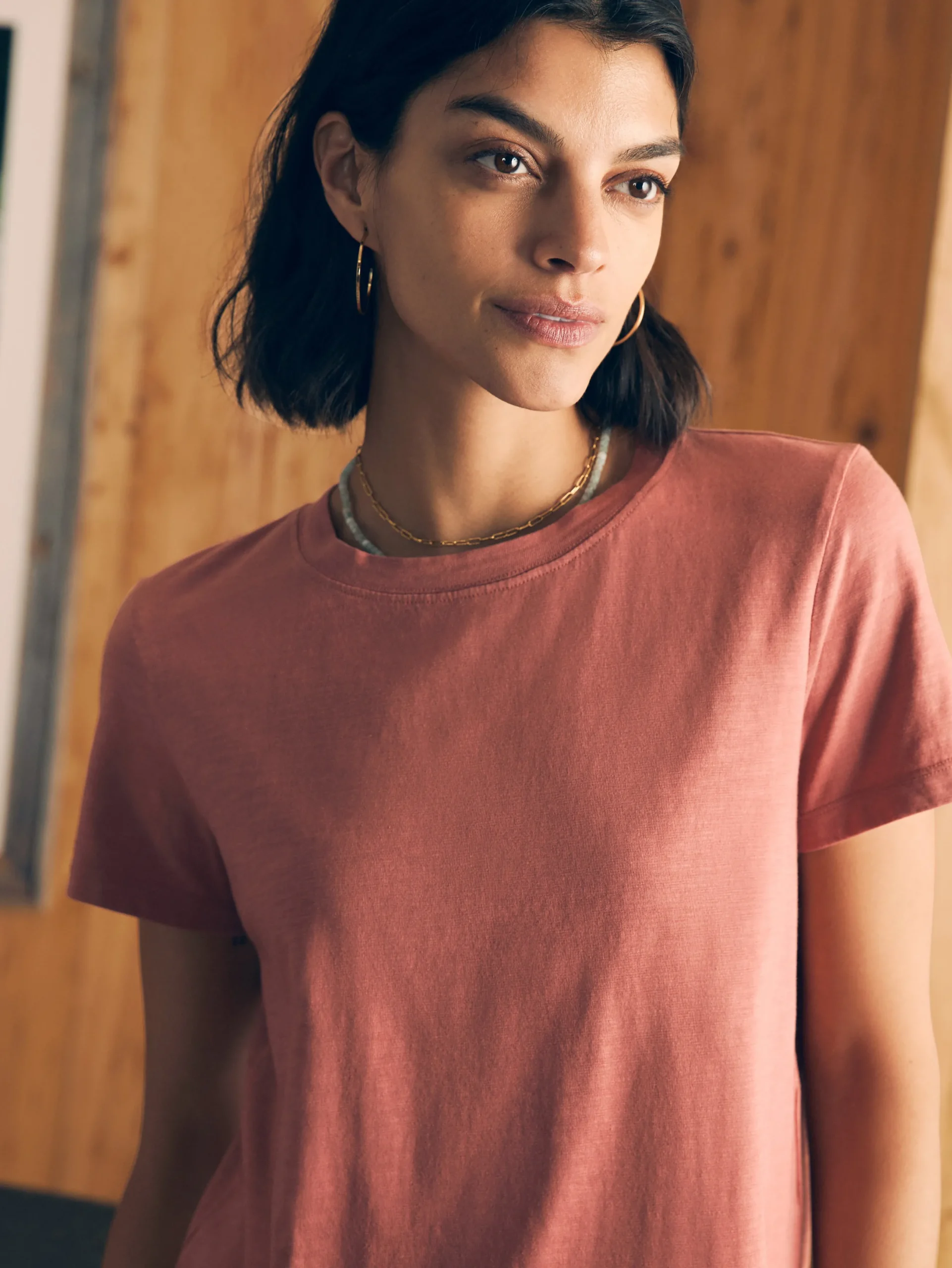 Women Faherty Brand Sunwashed Cropped Crew Tee -