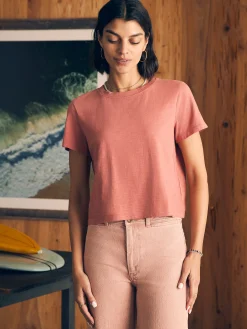 Women Faherty Brand Sunwashed Cropped Crew Tee -