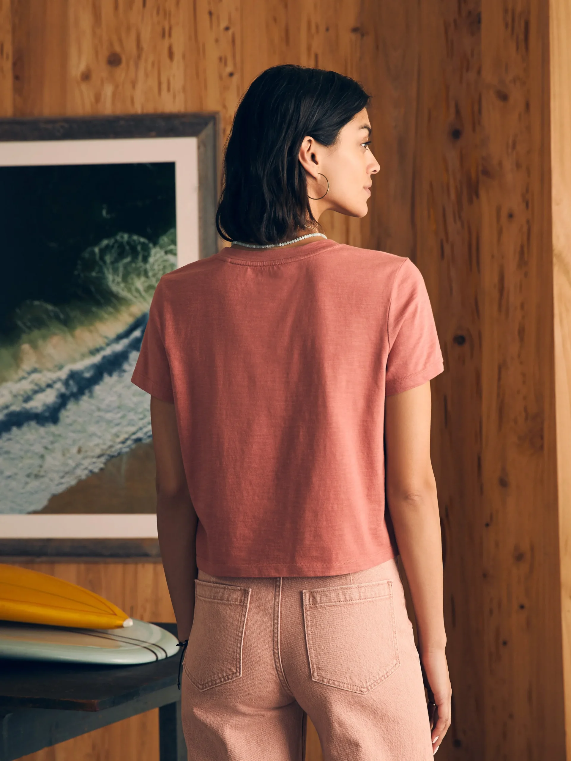 Women Faherty Brand Sunwashed Cropped Crew Tee -