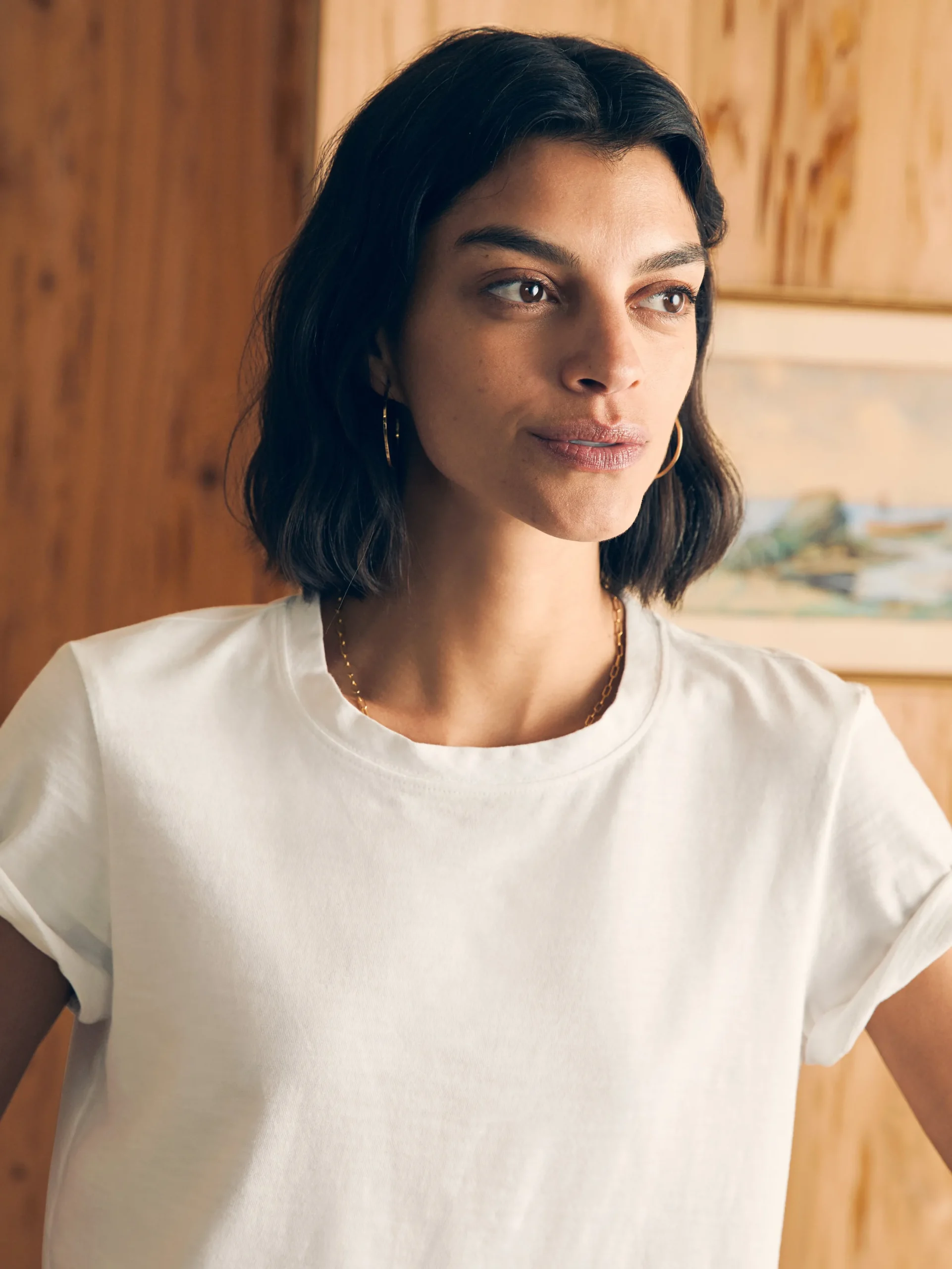 Women Faherty Brand Sunwashed Cropped Crew Tee -