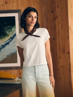 Women Faherty Brand Sunwashed Cropped Crew Tee -