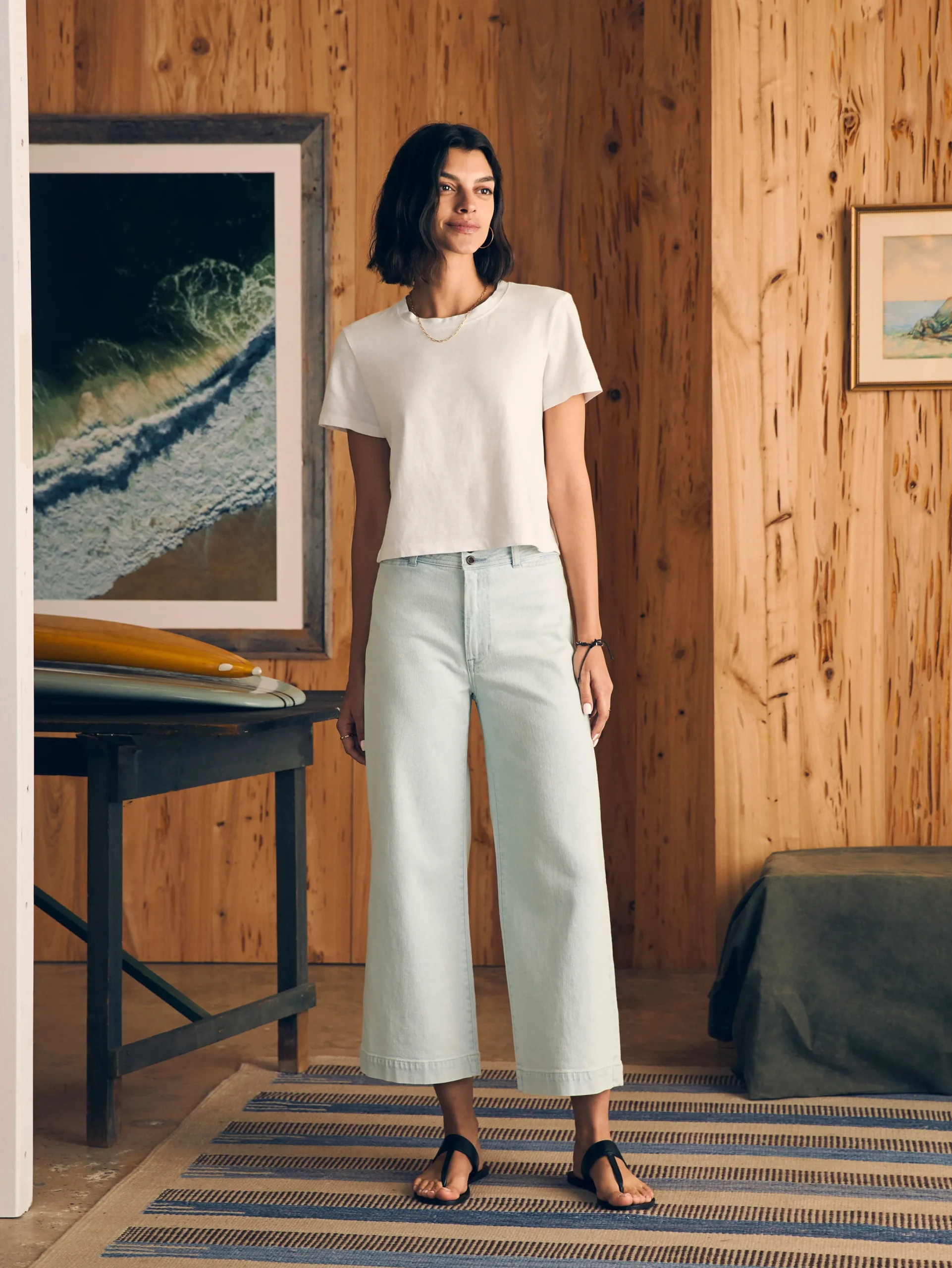 Women Faherty Brand Sunwashed Cropped Crew Tee -