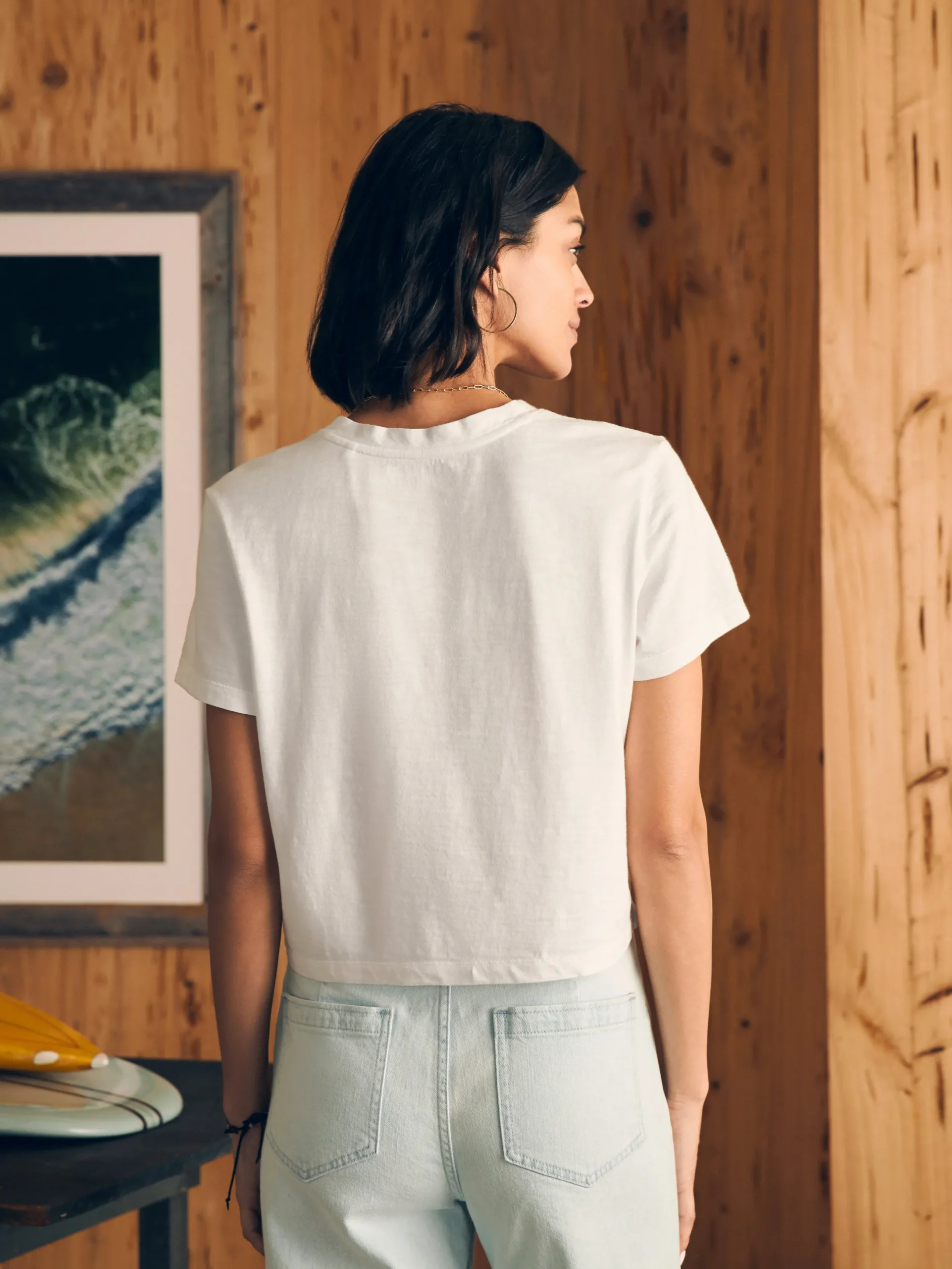 Women Faherty Brand Sunwashed Cropped Crew Tee -