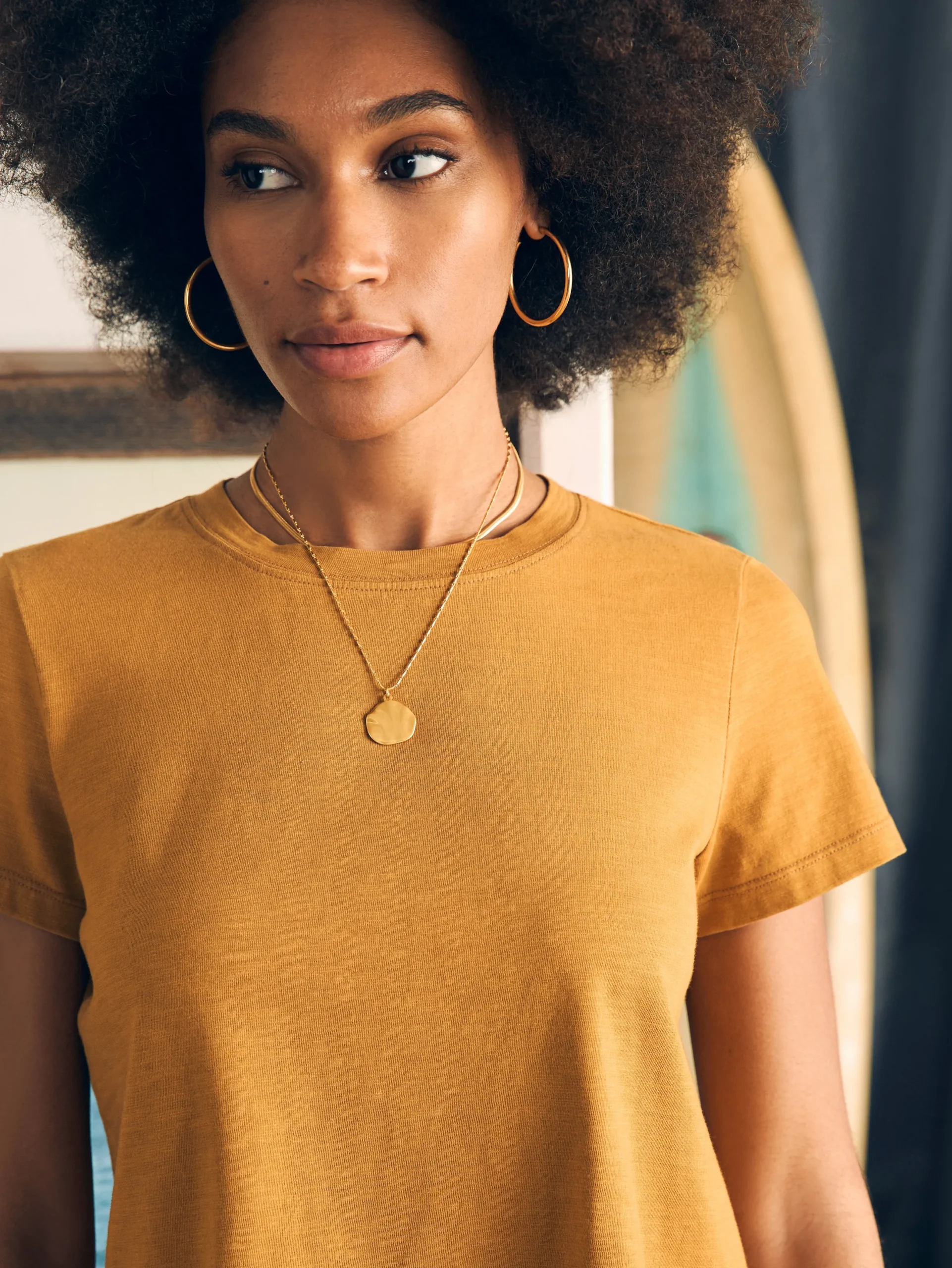 Women Faherty Brand Sunwashed Cropped Crew Tee -