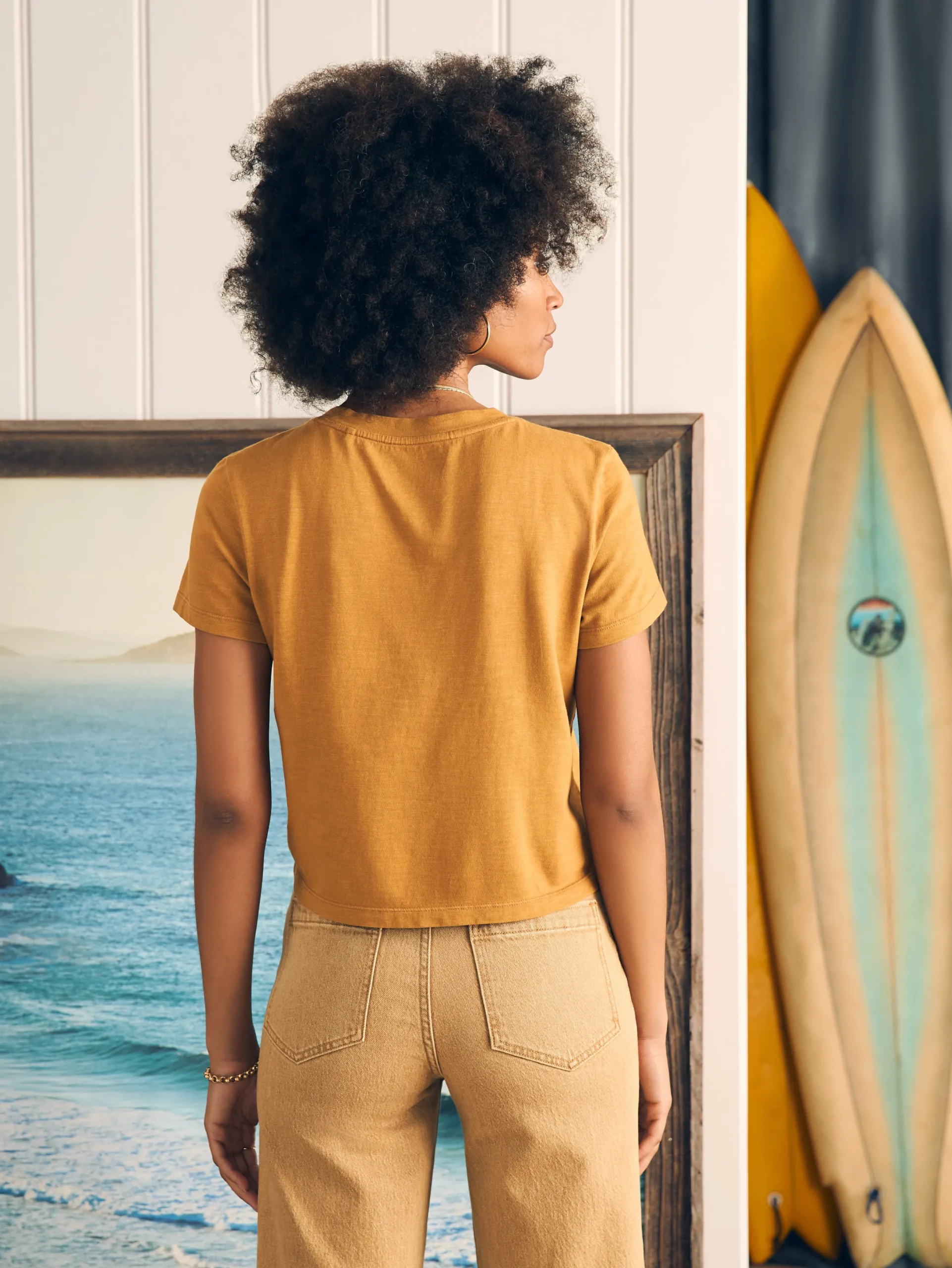Women Faherty Brand Sunwashed Cropped Crew Tee -