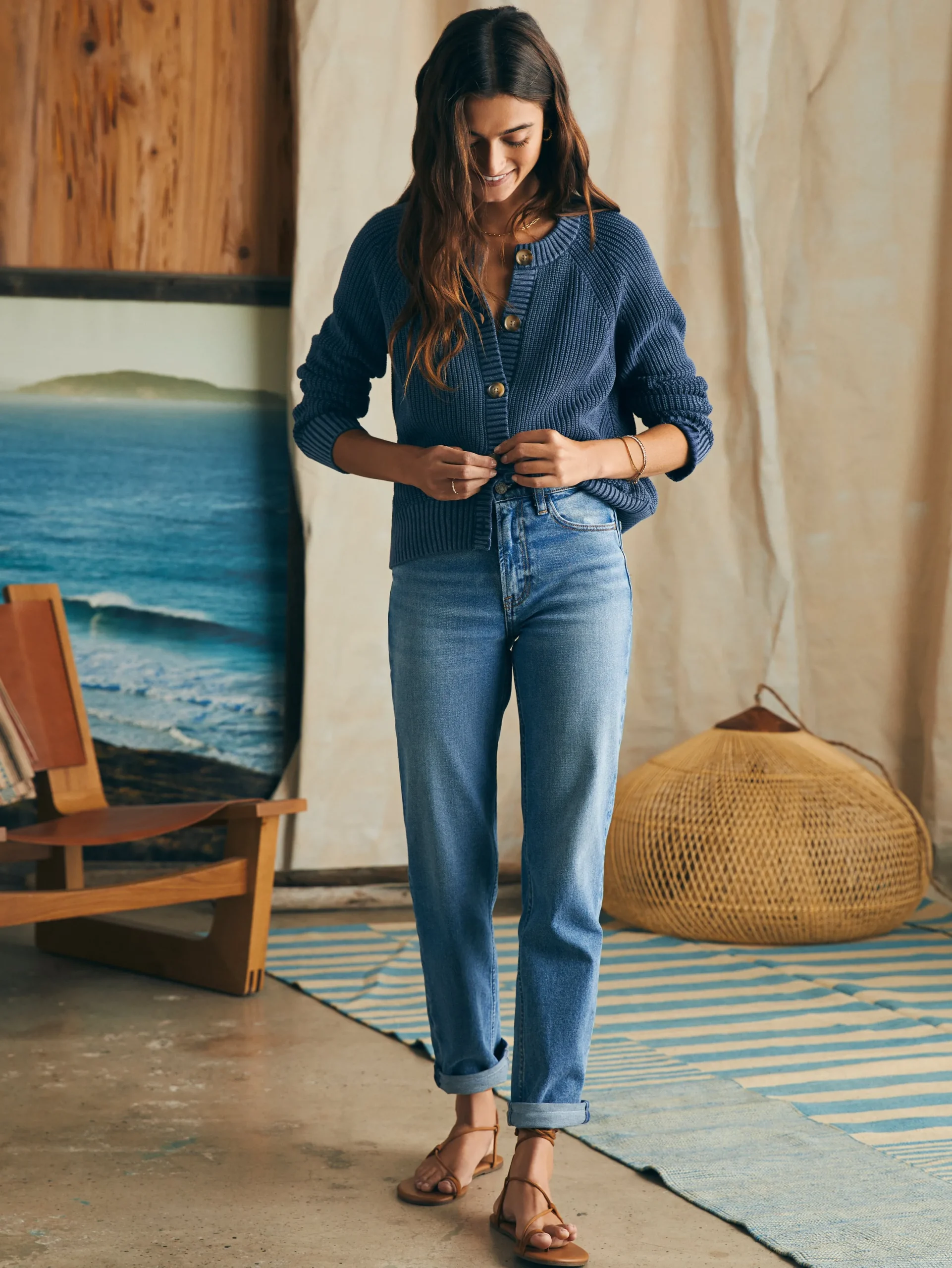 Women Faherty Brand Sunwashed Fisherman Cardigan -