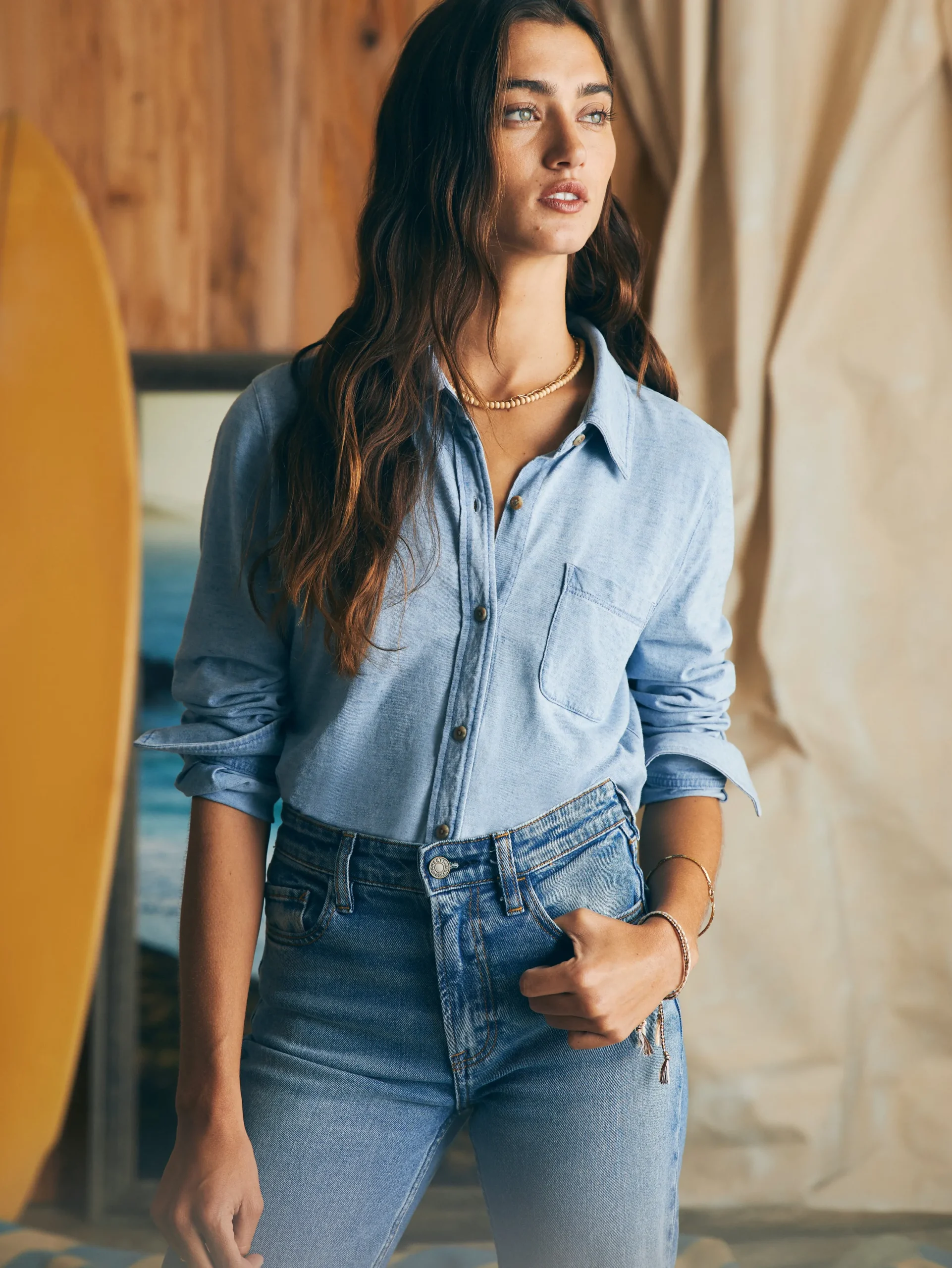 Women Faherty Brand Sunwashed Knit Shirt -