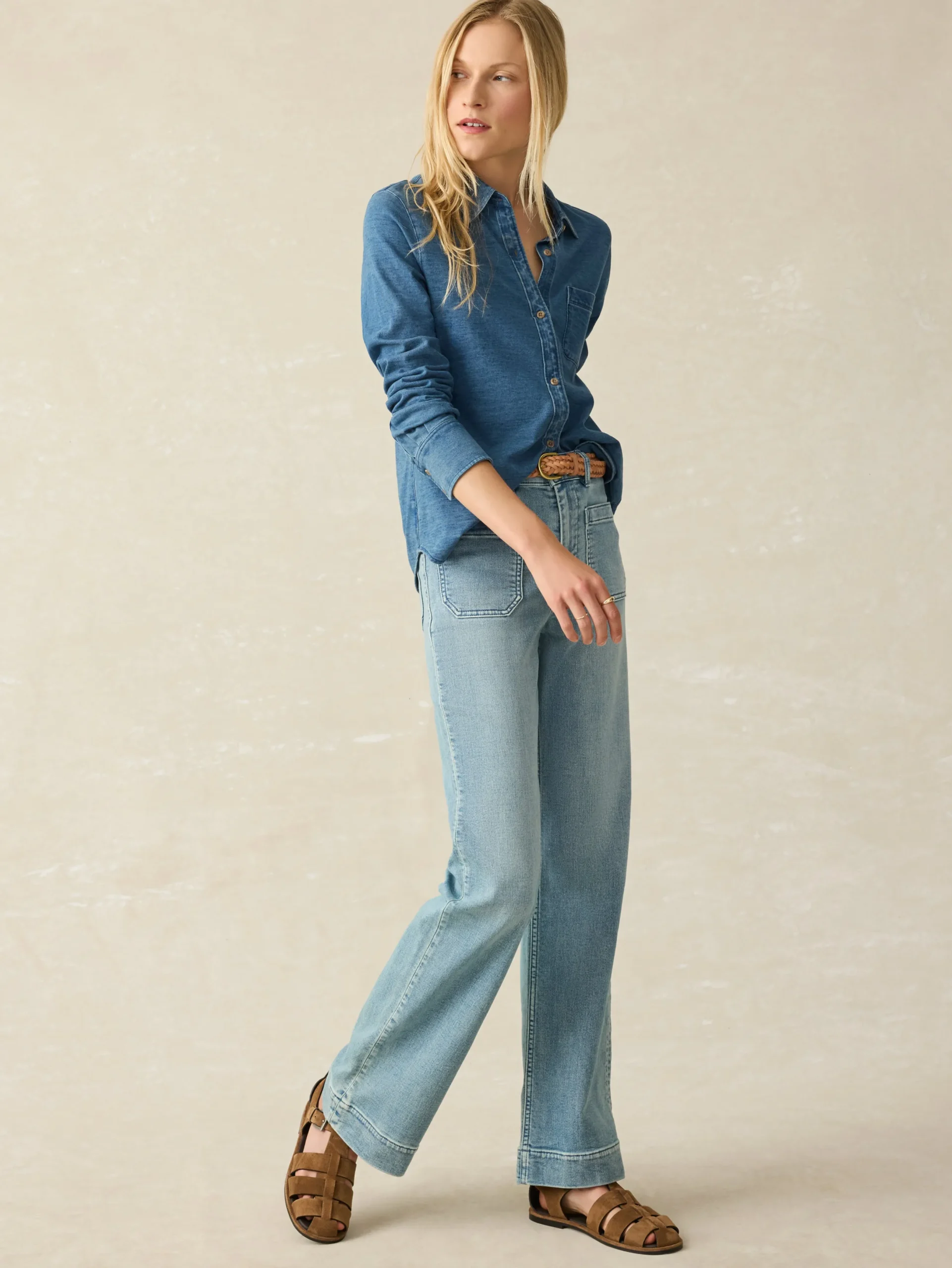 Women Faherty Brand Sunwashed Knit Shirt -