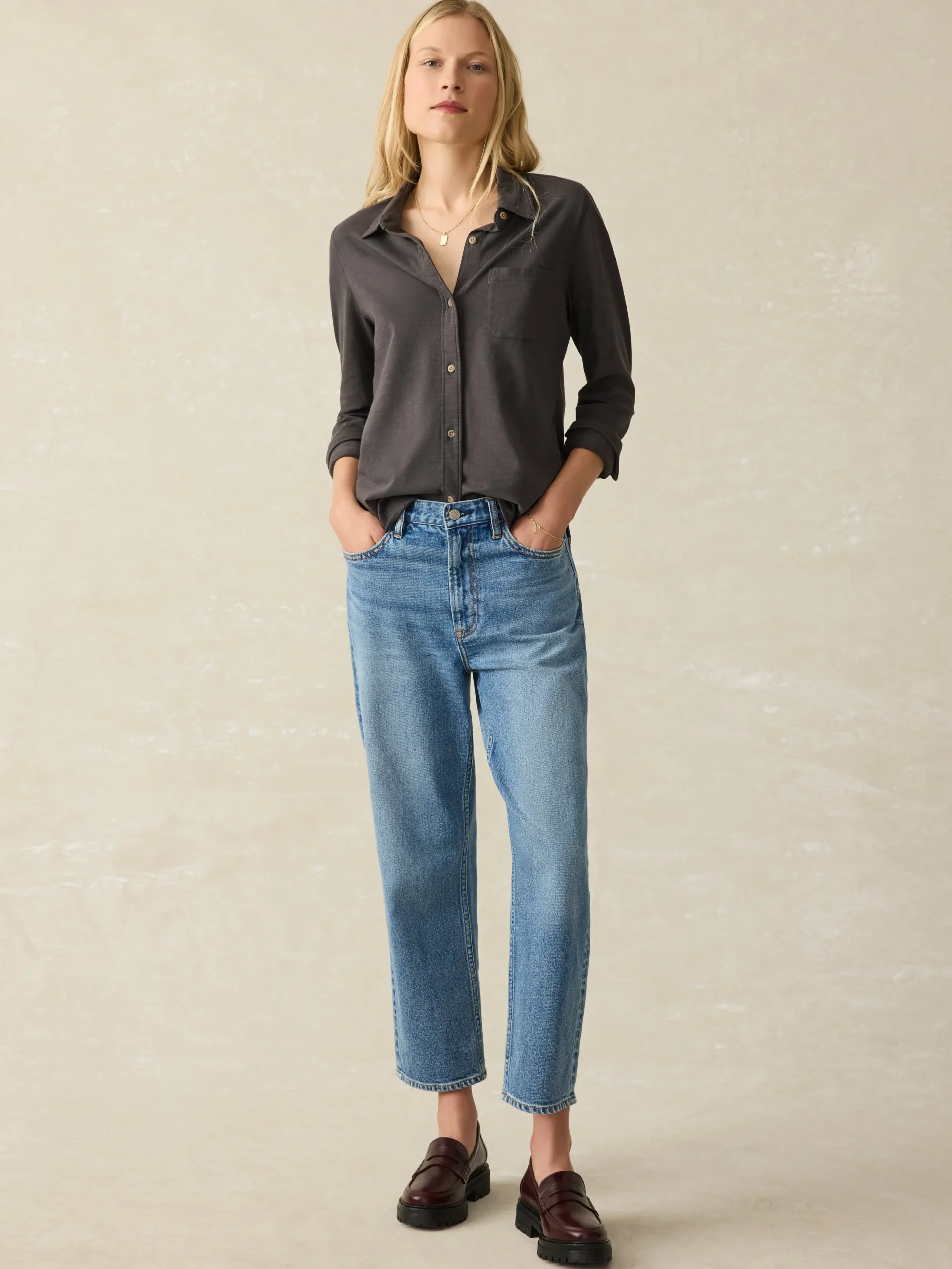Women Faherty Brand Sunwashed Knit Shirt -