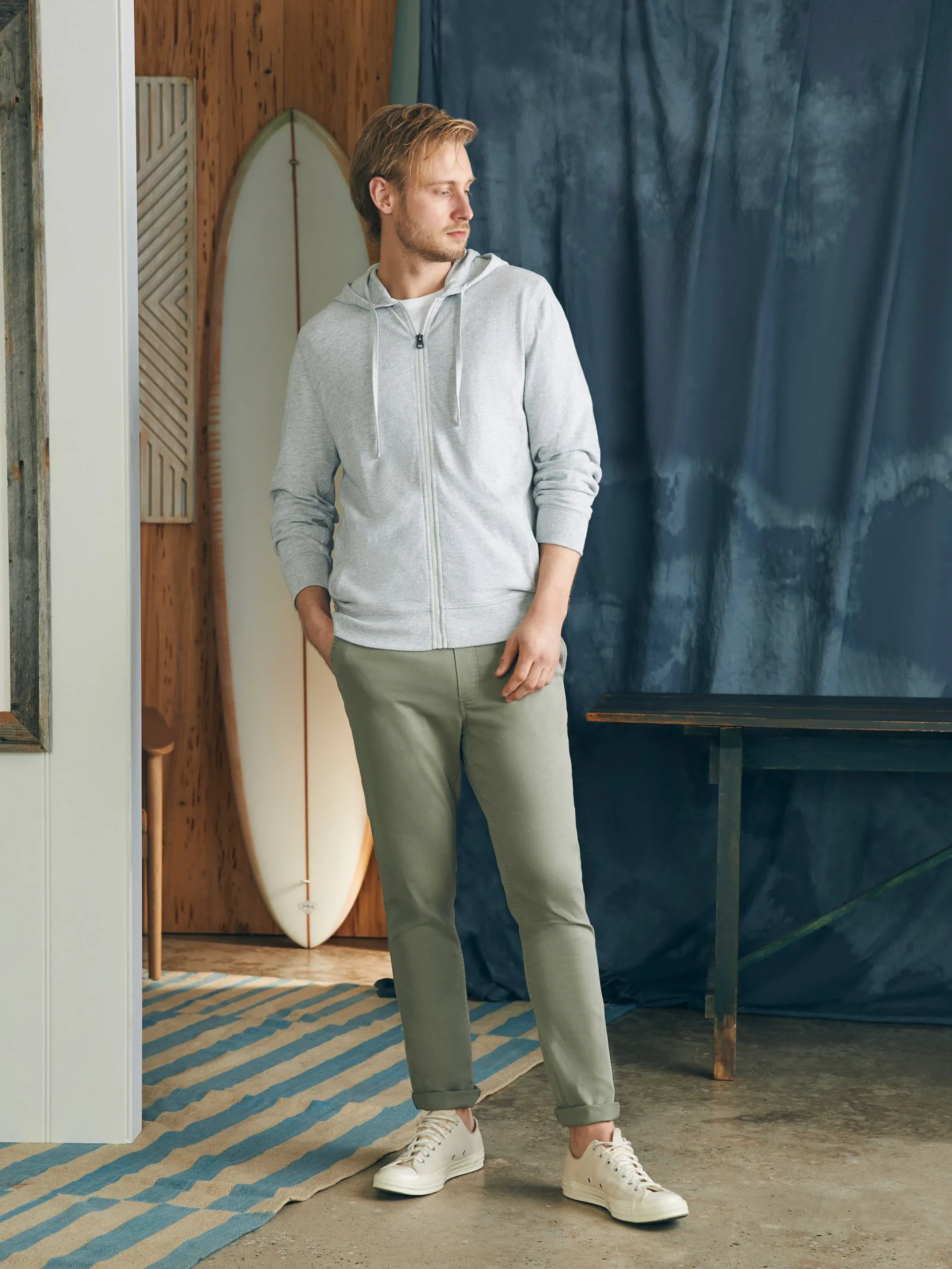 Faherty Brand Sunwashed Slub Zip Hoodie -