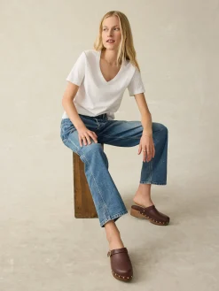 Women Faherty Brand Sunwashed V-Neck Tee -
