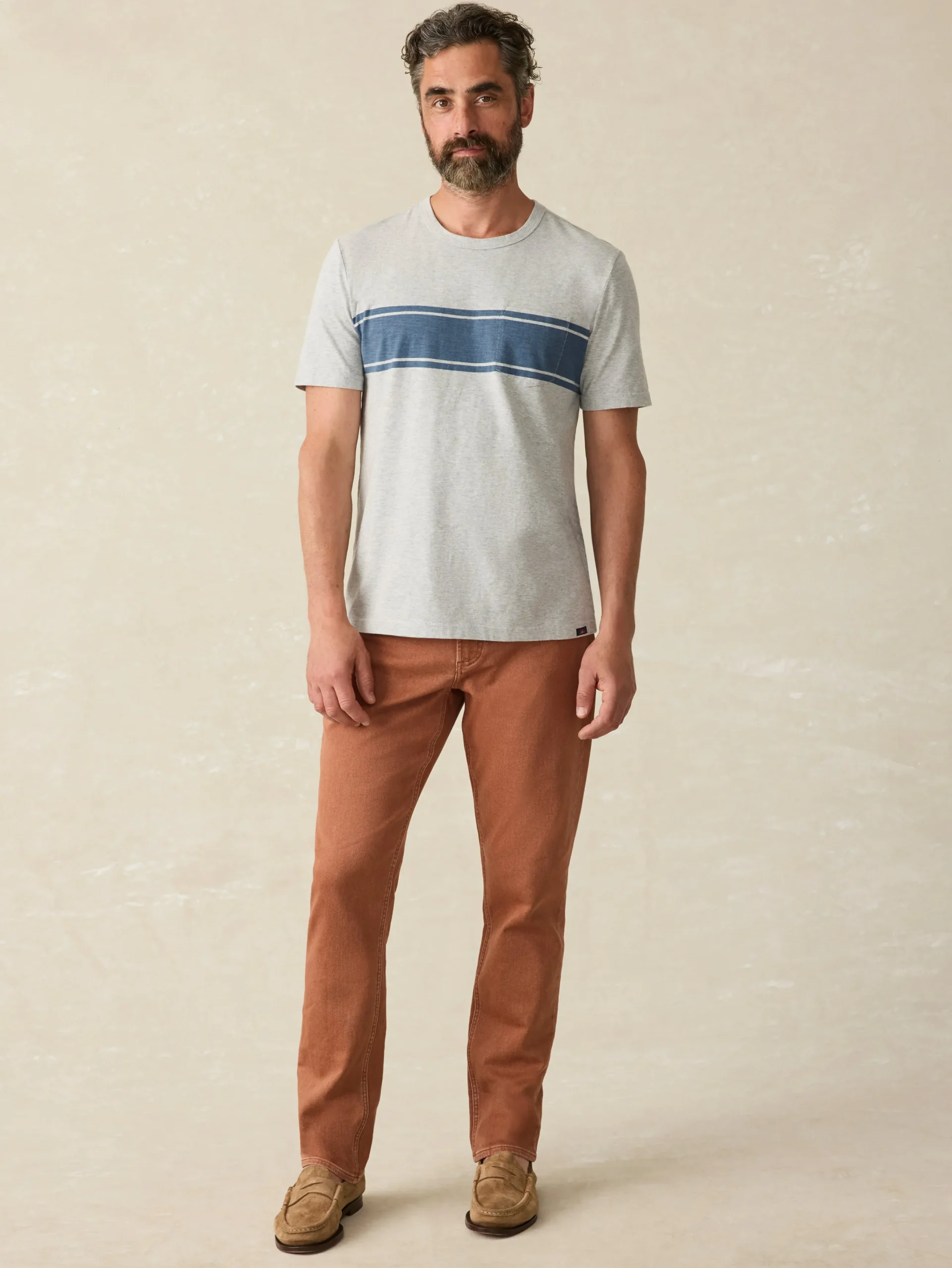 Faherty Brand Surf Stripe Sunwashed Pocket Tee -