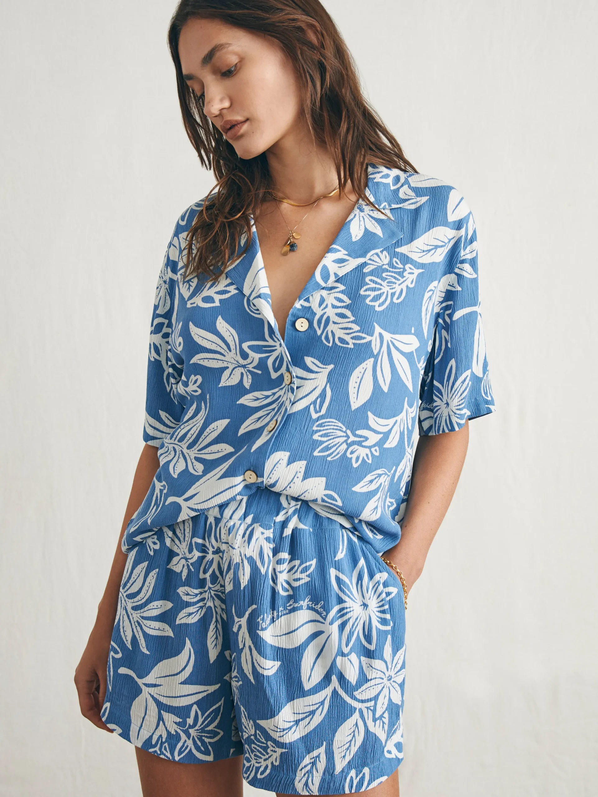 Women Faherty Brand Surfrider Cabana Camp Shirt -